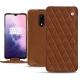 OnePlus 7 leather case - Marron - Couture ( Nappa - Pantone 1615C ) 