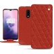 OnePlus 7 leather case - Papaye - Couture ( Pantone 180C ) 