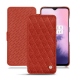 OnePlus 7 leather case - Papaye - Couture ( Pantone 180C ) 