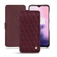 Lederschutzhülle OnePlus 7 - Lie de vin - Couture ( Pantone 5115C ) 