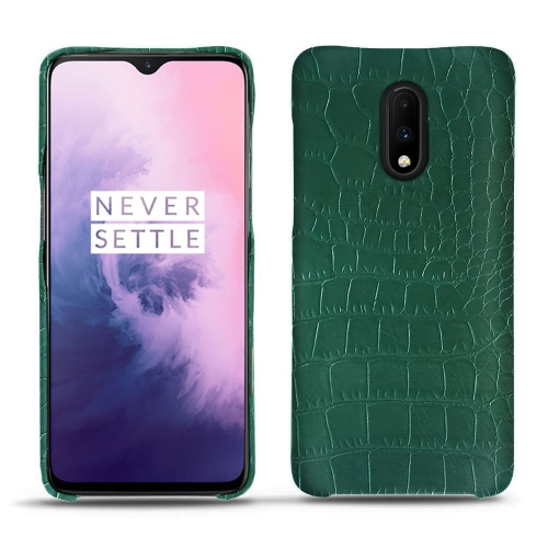 Lederschutzhülle OnePlus 7Crocodile pino ( Pantone #173F35 ) 