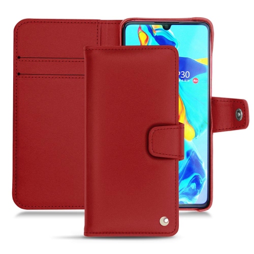 Protections (étuis, coques, housses) en cuir pour Huawei P30Rouge ( Nappa - Pantone #d50032 ) 