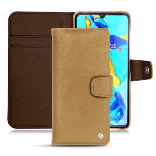 Protections (étuis, coques, housses) en cuir pour Huawei P30Sable vintage ( Pantone #9b7340 ) 