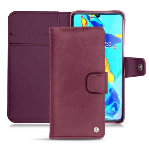 Protections (étuis, coques, housses) en cuir pour Huawei P30Prune vintage ( Pantone #612434 ) 