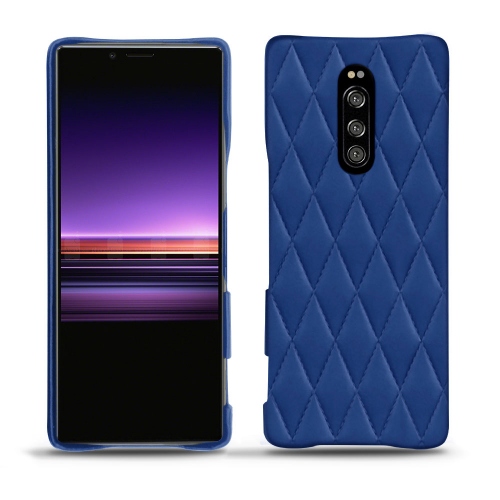 Lederschutzhülle Sony Xperia 1Bleu océan - Couture ( Nappa - Pantone #15458a) 