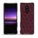 Custodia in pelle Sony Xperia 1 - Lie de vin - Couture ( Pantone 5115C ) 