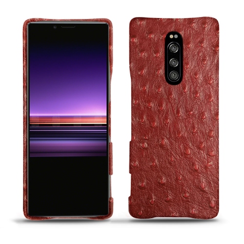 Funda de piel Sony Xperia 1Autruche ciliegia ( Pantone #a4343a ) 