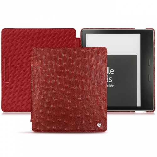 Amazon Kindle Oasis (2019) leather caseAutruche ciliegia ( Pantone #a4343a ) 