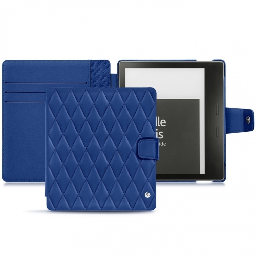 Lederschutzhülle Amazon Kindle Oasis (2019)Bleu océan - Couture ( Nappa - Pantone #15458a) 