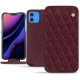 Apple iPhone 11 leather case - Lie de vin - Couture ( Pantone 5115C ) 
