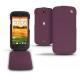 Housse cuir HTC One S  - Lie de vin ( Pantone 5115C ) 