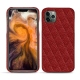 Coque cuir Apple iPhone 11 Pro Max - Tomate - Couture ( Pantone 187C ) 
