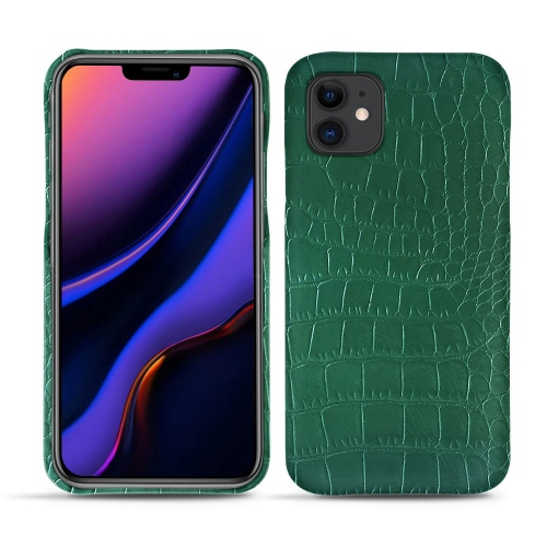 Lederschutzhülle Apple iPhone 11Crocodile pino ( Pantone #173F35 ) 
