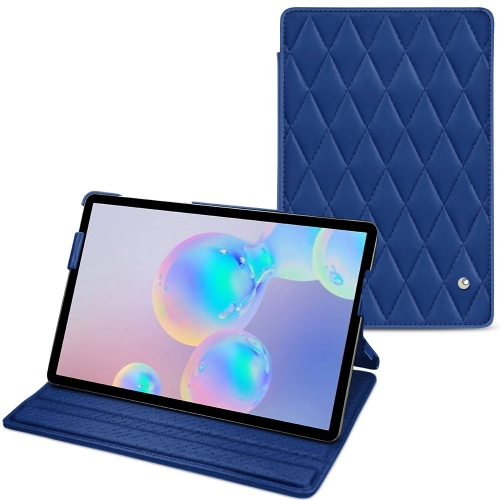 Housse cuir Samsung Galaxy Tab S6 : Protection sur mesure pour tablette sur NoreveBleu océan - Couture ( Nappa - Pantone #15458a) 