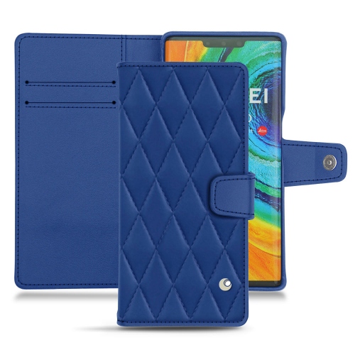 Huawei Mate 30 Pro - Habillez avec style votre appareil mobile avec des housses de luxe en cuir Bleu océan - Couture ( Nappa - Pantone #15458a) 