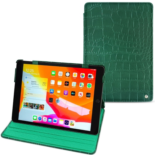 Lederschutzhülle Apple iPad 10.2" (2019 / 2020 / 2021)Crocodile pino ( Pantone #173F35 ) 