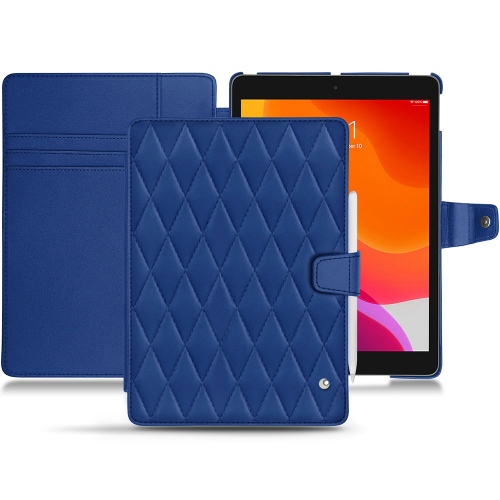 Custodia in pelle Apple iPad 10.2" (2019 / 2020 / 2021)Bleu océan - Couture ( Nappa - Pantone #15458a) 