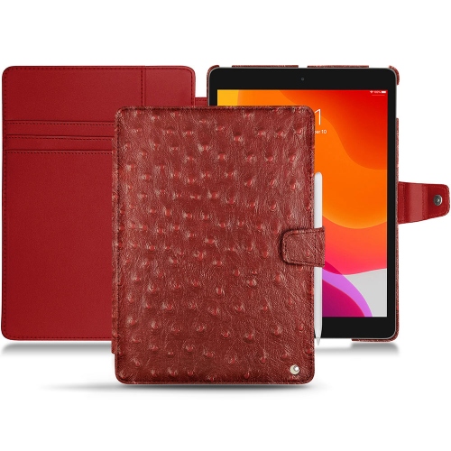 Housse cuir Apple iPad 10.2" (2019 / 2020 / 2021)Autruche ciliegia ( Pantone #a4343a ) 