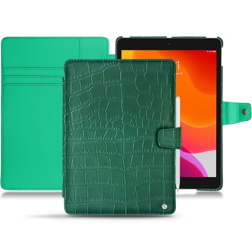 Lederschutzhülle Apple iPad 10.2" (2019 / 2020 / 2021)Crocodile pino ( Pantone #173F35 ) 