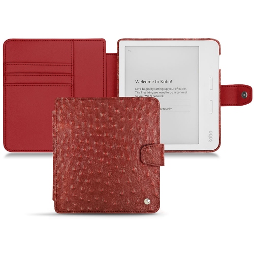 Capa em pele Kobo Libra H2OAutruche ciliegia ( Pantone #a4343a ) 