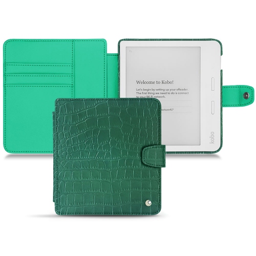 Funda de piel Kobo Libra H2OCrocodile pino ( Pantone #173F35 ) 
