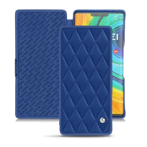 Custodia in pelle Huawei Mate 30 ProBleu océan - Couture ( Nappa - Pantone #15458a) 