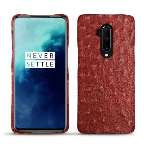 Protections en cuir - coques, housses, étuis - pour Oneplus 7T Pro par NoreveAutruche ciliegia ( Pantone #a4343a ) 