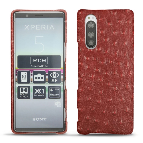 Custodia in pelle Sony Xperia 5Autruche ciliegia ( Pantone #a4343a ) 