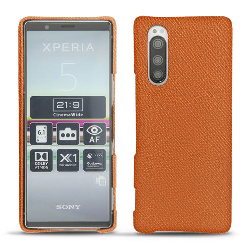 硬质真皮保护套 Sony Xperia 5Orange vibrant ( Pantone #e36b39 ) 