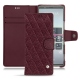 Housse cuir Sony Xperia 5 - Lie de vin - Couture ( Pantone 5115C ) 