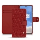 Housse cuir OnePlus 7T - Tomate - Couture ( Pantone 187C ) 