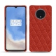 OnePlus 7T leather cover - Papaye - Couture ( Pantone 180C ) 