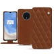 Capa em pele OnePlus 7T - Marron - Couture ( Nappa - Pantone 1615C ) 