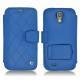 Custodia in pelle Samsung GT-i9500 Galaxy S IV - Bleu océan - Couture ( Nappa - Pantone 293C ) 