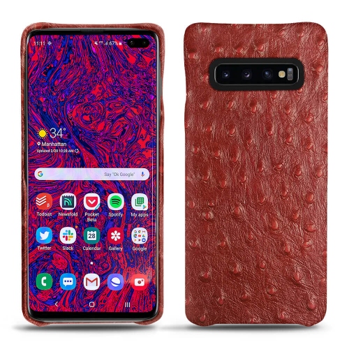 Custodia in pelle Samsung Galaxy S10 5GAutruche ciliegia ( Pantone #a4343a ) 