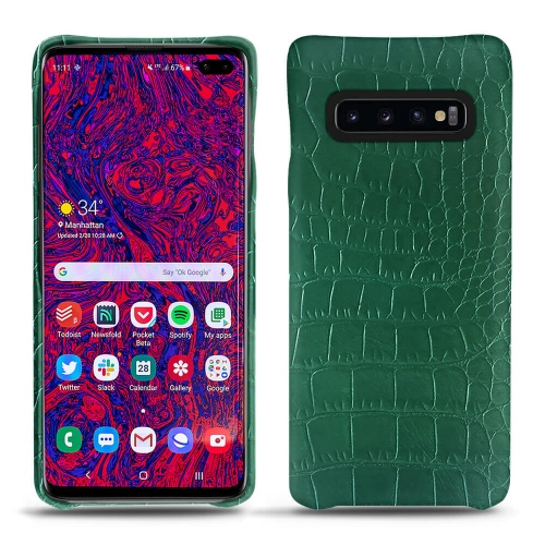 Capa em pele Samsung Galaxy S10 5GCrocodile pino ( Pantone #173F35 ) 