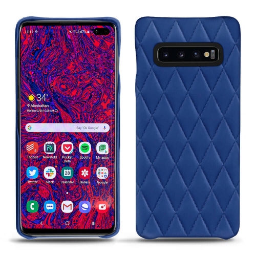 Habillez avec style votre Samsung Galaxy S10 5G avec des étuis coques de luxeBleu océan - Couture ( Nappa - Pantone #15458a) 