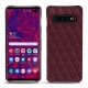 Coque cuir Samsung Galaxy S10 5G - Lie de vin - Couture ( Pantone 5115C ) 