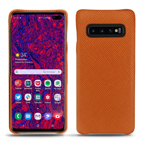 Capa em pele Samsung Galaxy S10 5GOrange vibrant ( Pantone #e36b39 ) 
