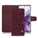 Samsung Galaxy S20 leather case - Lie de vin - Couture ( Pantone 5115C ) 