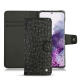 Samsung Galaxy S20 leather case - Autruche nero