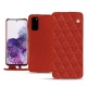 Housse cuir Samsung Galaxy S20 - Papaye - Couture ( Pantone 180C ) 