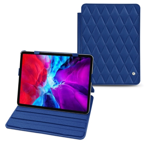 iPad Pro 11 ''2020/2021 用 Noreve 縦 型 フ ラ ッ プ ケ ー スBleu océan - Couture ( Nappa - Pantone #15458a) 