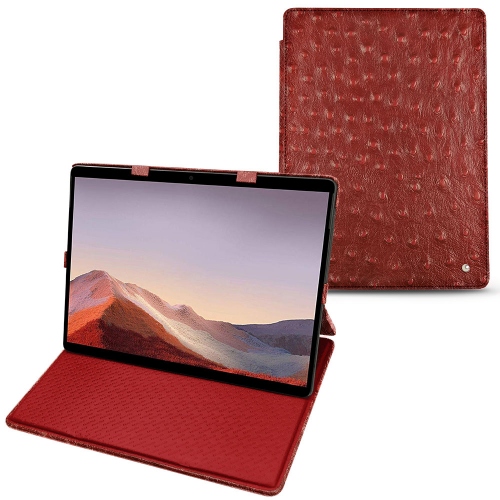 Housse cuir Microsoft Surface Pro X : Protection et coques pour tablettes sur NoreveAutruche ciliegia ( Pantone #a4343a ) 