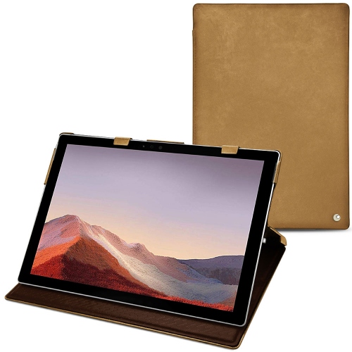 Custodia in pelle Microsoft Surface Pro 7Sable vintage ( Pantone #9b7340 ) 