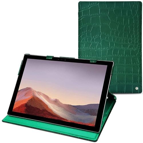 Custodia in pelle Microsoft Surface Pro 7Crocodile pino ( Pantone #173F35 ) 