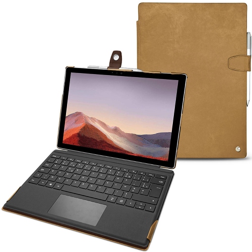 Microsoft Surface Pro 7 leather caseSable vintage ( Pantone #9b7340 ) 