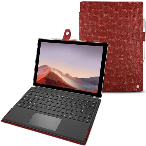 Lederschutzhülle Microsoft Surface Pro 7Autruche ciliegia ( Pantone #a4343a ) 