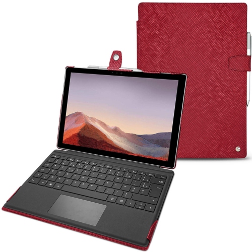 Housse cuir Microsoft Surface Pro 7Rouge passion ( Pantone #a6192e ) 