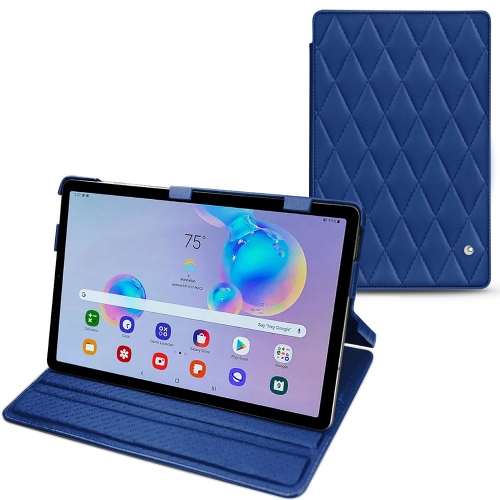三星Galaxy Tab S6 Lite皮套Bleu océan - Couture ( Nappa - Pantone #15458a) 